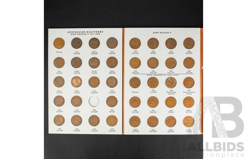 Australian Dansco Half Penny Album, Lacking 1923 and 1942I