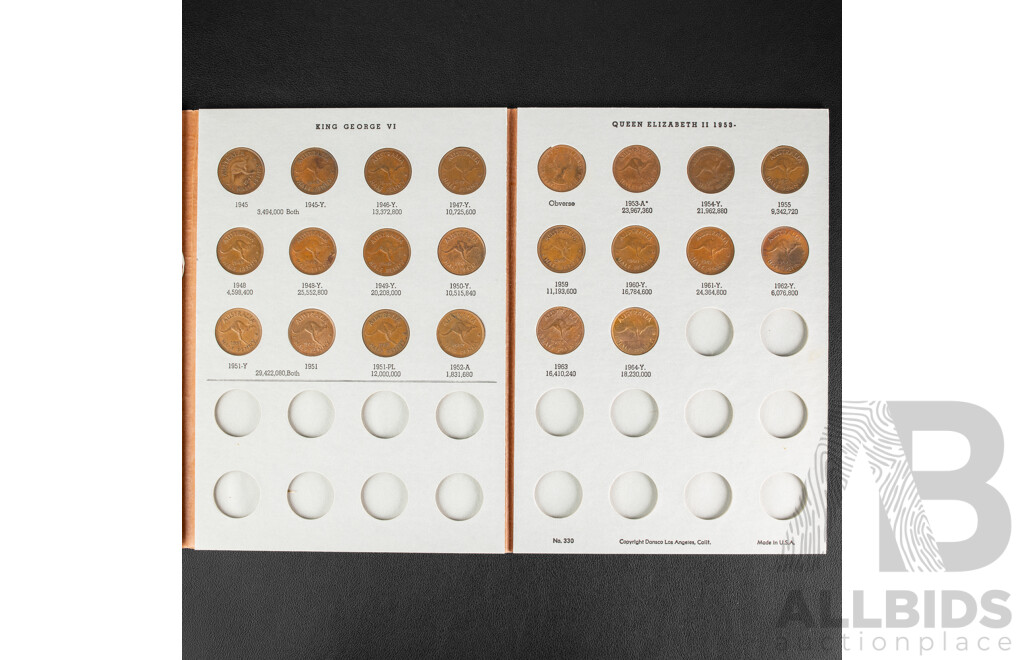 Australian Dansco Half Penny Album, Lacking 1923 and 1942I