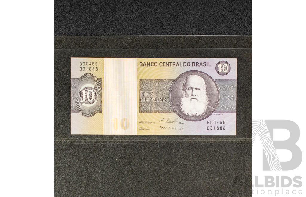 Collection of Brazilian Bank Notes, Mostly 1980's Including UNC and Overprints