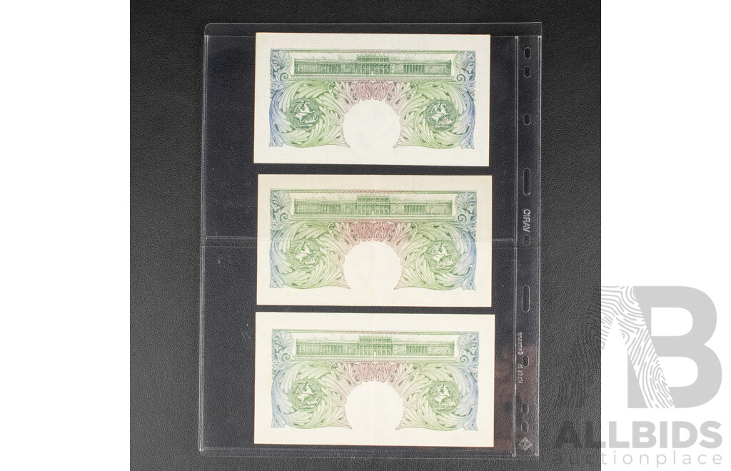 Three Bank of England One Pound Notes, P.S. Beale(2) and L.K O'Brian