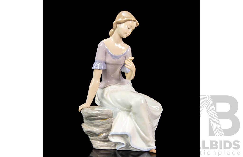 Large Porcelain ‘Spring Reflections’ Figure of a Seated Lady by Nao for Lladró