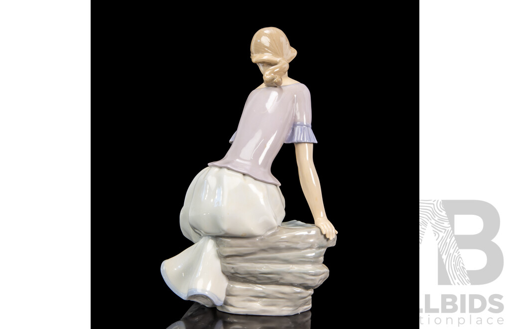 Large Porcelain ‘Spring Reflections’ Figure of a Seated Lady by Nao for Lladró