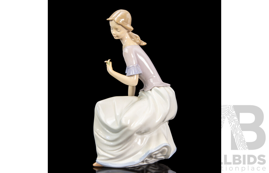 Large Porcelain ‘Spring Reflections’ Figure of a Seated Lady by Nao for Lladró