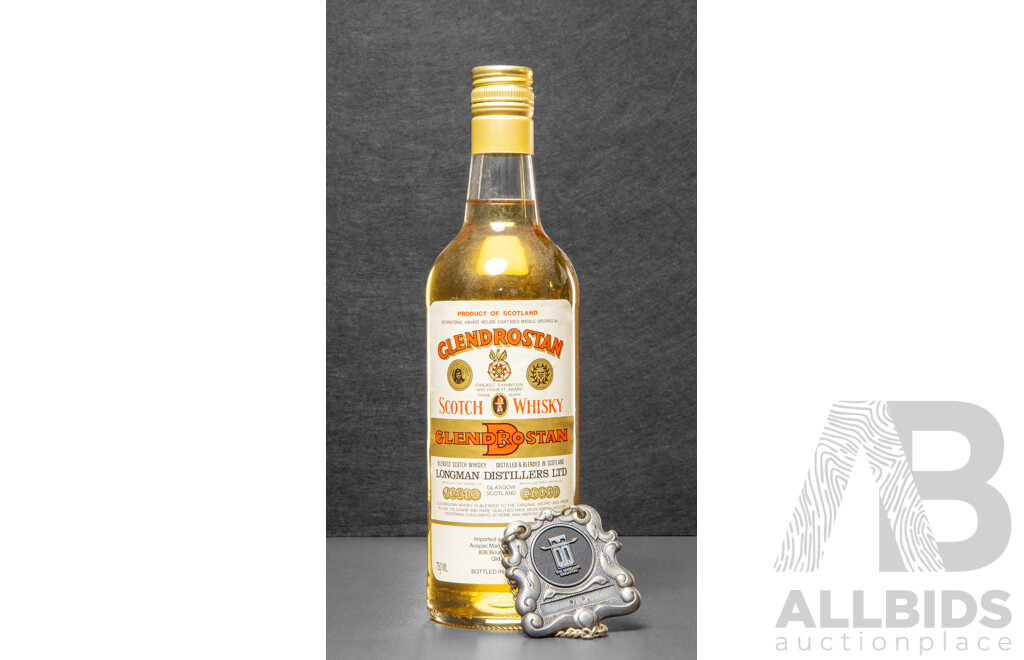 Longman Distillers Glendrostan Scotch Whisky with Pewter Medallion