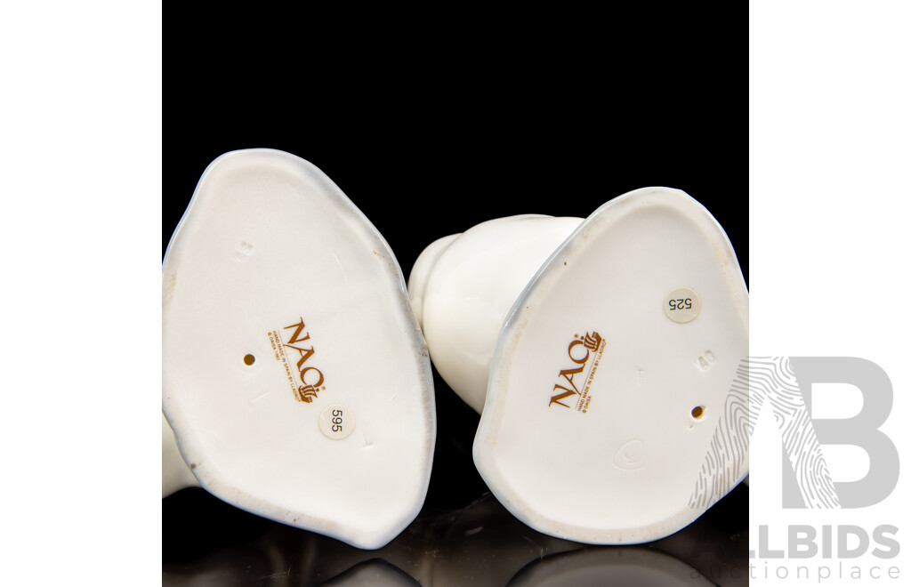 Pair of Large Porcelain Preening Swan Figures by Nao for Lladró