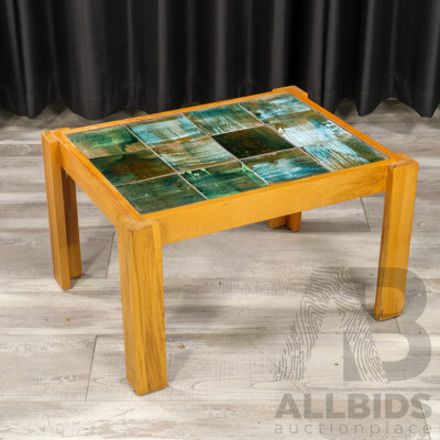 Vintage Timber Coffee Table with Glazed Tile Top