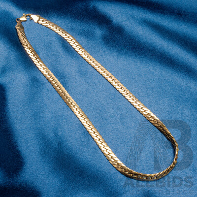 9ct Yellow Gold Flat Curb Necklace. Length - 45cms