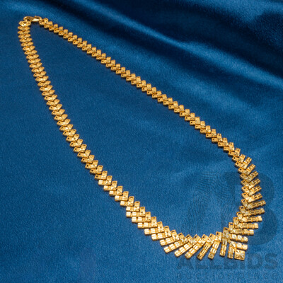 22ct Yellow Gold Chevron Fringe Necklace, Mustafa’s, Singapore (48.83g)