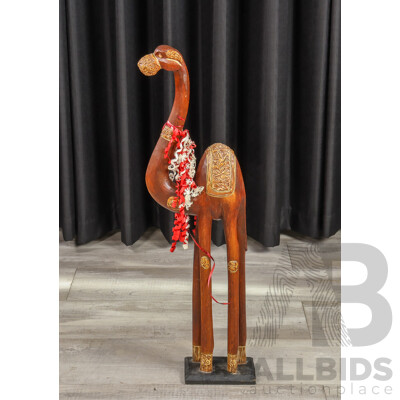 Hand-carved Wooden Camel Sculpture
