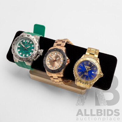 Men's Pro Diver Range Watches by Invicta - Lot of 3