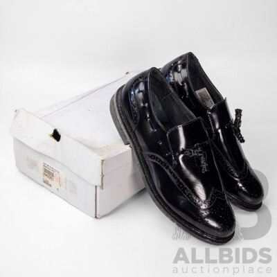 Pair of Executive Imperials Men's Black Leather Dress Loafers, Size 11.5