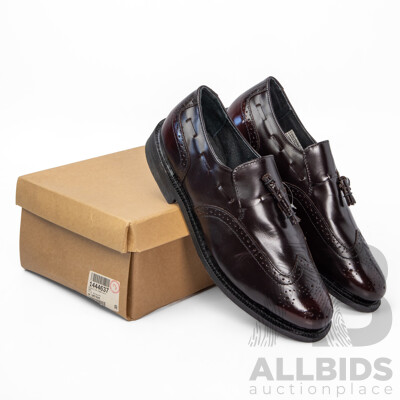 Pair of Executive Imperials Men's Burgundy Leather Tassel Loafers, Size 11.5