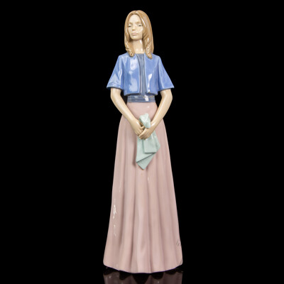Porcelain Woman with Handkerchief Figure, Nao by Lladro