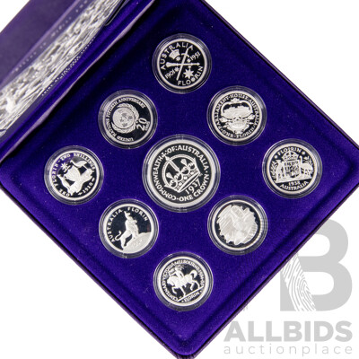 Australian RAM 1998 Nine Silver Coin Set, Coins of the 20th Century - Master Pieces in Silver .999