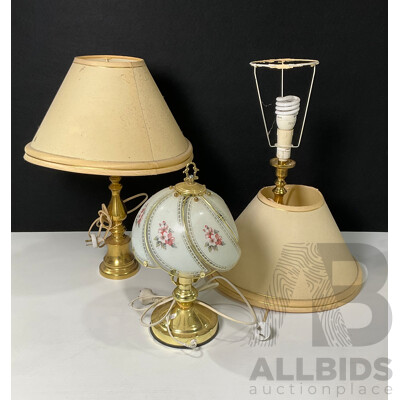Collection of Three Brass Lamps