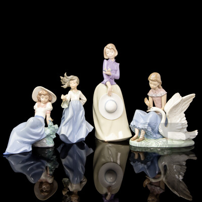 Collection of Four Porcelain Bird Whisperer Figures. Nao by Lladro