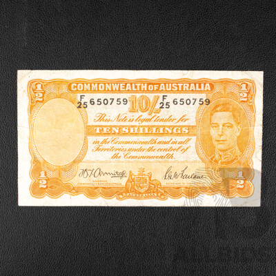 Australian 1942 Ten Shillings Note, R13 Armitage/McFarlane, F25 650759