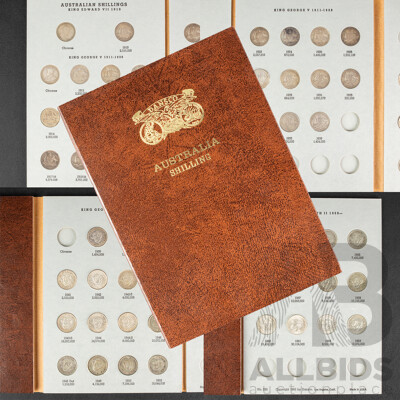 Australian Dansco Silver Shilling Album 1910 to 1963, Lacking KGVI Obverse Example
