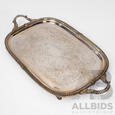 Antique British Sterling Silver Two-Handled Salver - 355.3gms