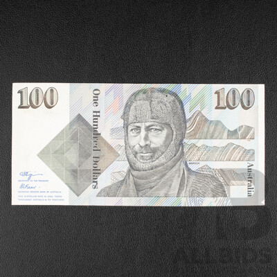 Australian 1990 One Hundred Dollar Note, R612 Higgins/Fraser ZHF 944870