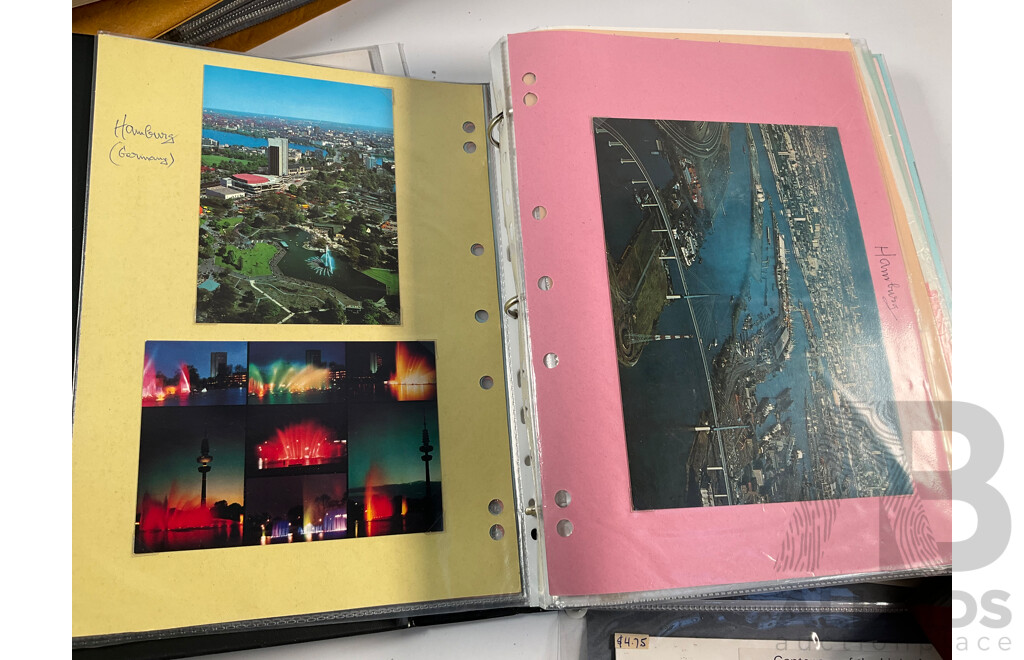 Four Albums of International Post Cards and First Day Cover Including Australia, Holland, USA, Shanghai, Scotland, Gibraltar, Germany, New Zealand, Japan Denmark, Fiji, Thailand