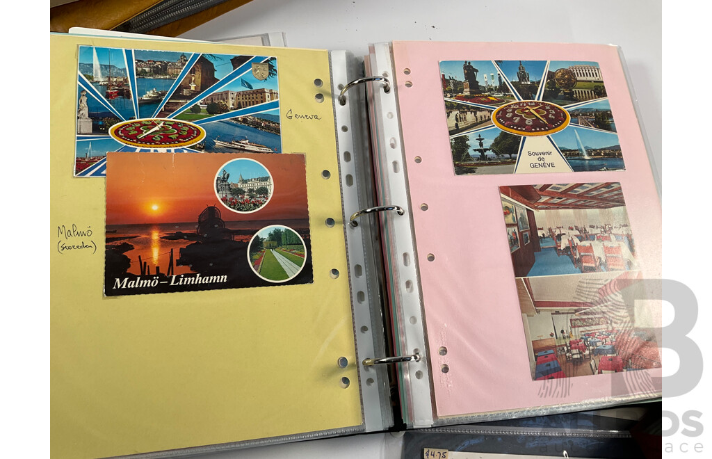 Four Albums of International Post Cards and First Day Cover Including Australia, Holland, USA, Shanghai, Scotland, Gibraltar, Germany, New Zealand, Japan Denmark, Fiji, Thailand