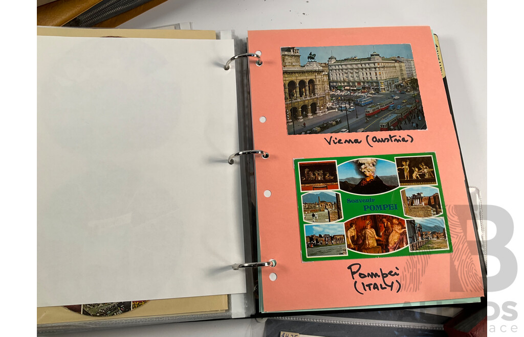 Four Albums of International Post Cards and First Day Cover Including Australia, Holland, USA, Shanghai, Scotland, Gibraltar, Germany, New Zealand, Japan Denmark, Fiji, Thailand