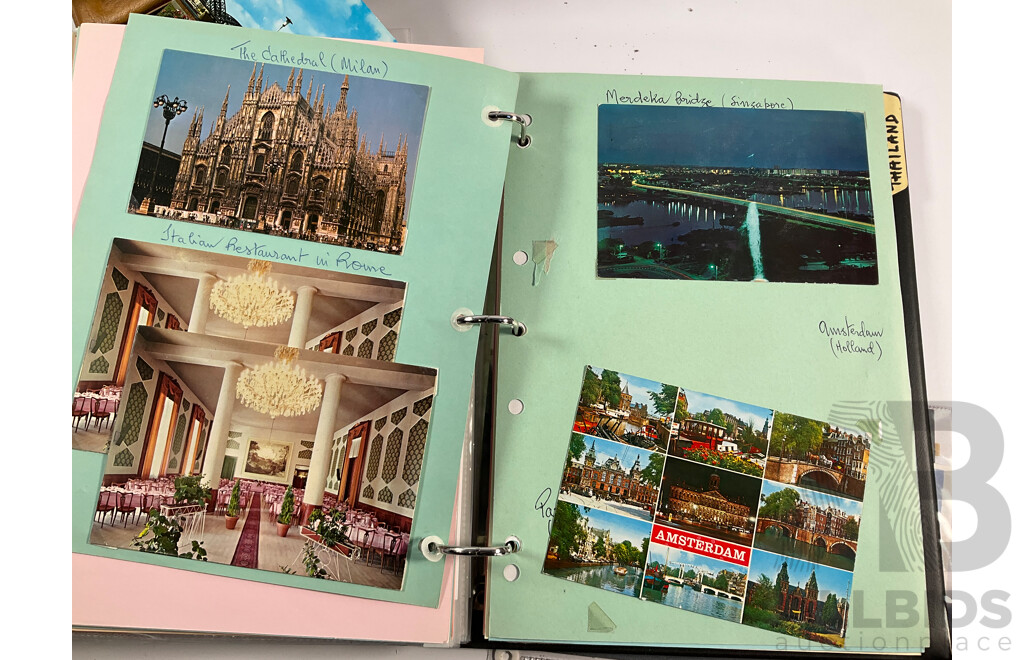 Four Albums of International Post Cards and First Day Cover Including Australia, Holland, USA, Shanghai, Scotland, Gibraltar, Germany, New Zealand, Japan Denmark, Fiji, Thailand