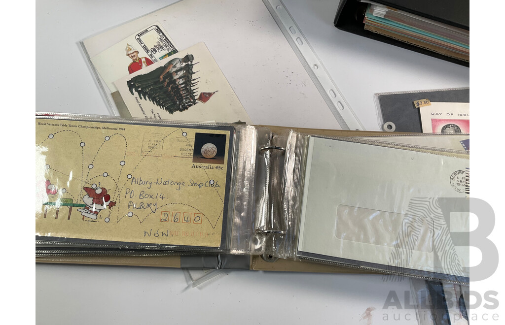 Four Albums of International Post Cards and First Day Cover Including Australia, Holland, USA, Shanghai, Scotland, Gibraltar, Germany, New Zealand, Japan Denmark, Fiji, Thailand