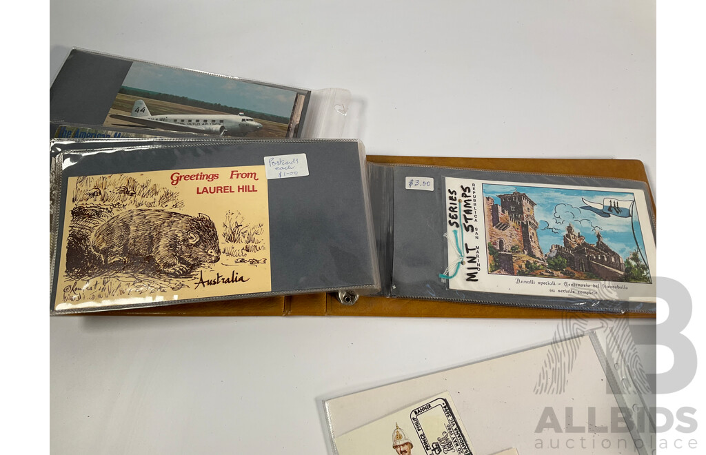 Four Albums of International Post Cards and First Day Cover Including Australia, Holland, USA, Shanghai, Scotland, Gibraltar, Germany, New Zealand, Japan Denmark, Fiji, Thailand