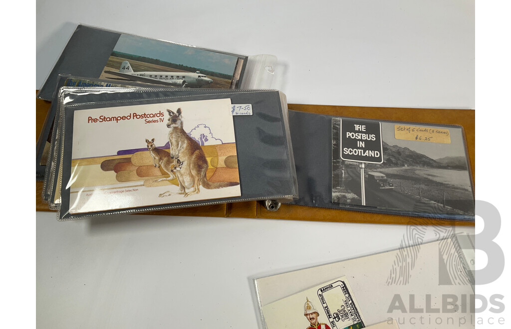 Four Albums of International Post Cards and First Day Cover Including Australia, Holland, USA, Shanghai, Scotland, Gibraltar, Germany, New Zealand, Japan Denmark, Fiji, Thailand