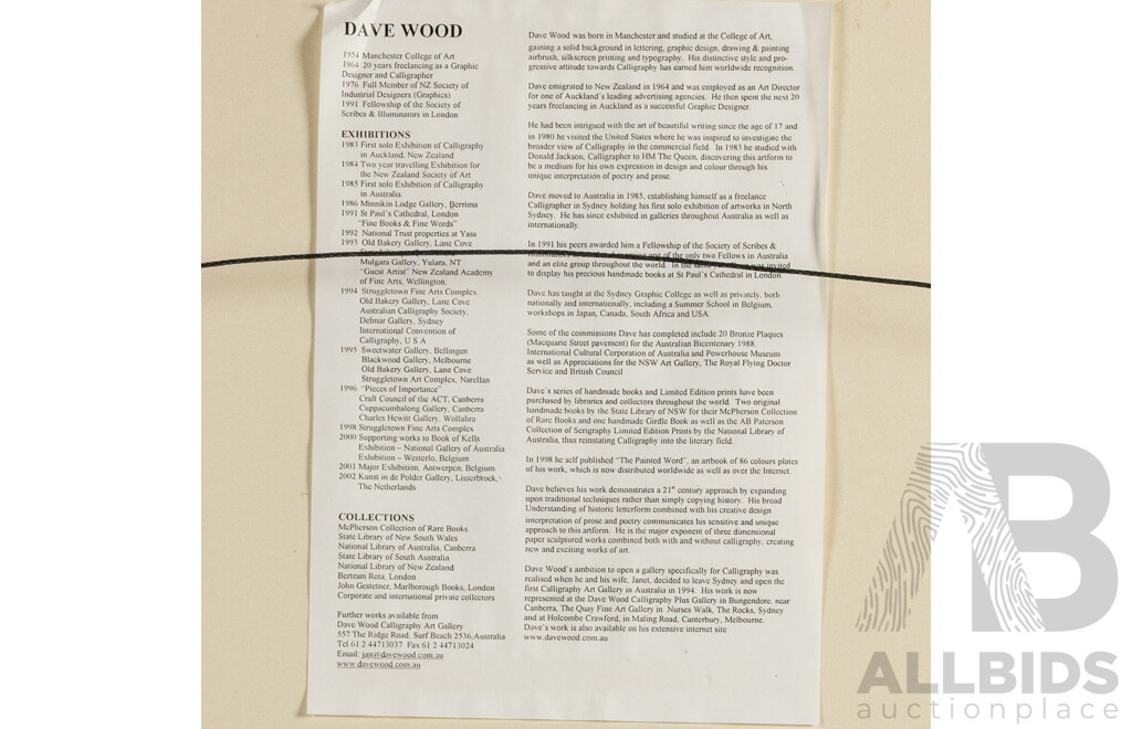 Dave Wood, (20th Century, British-Born Australian, 1954-), Spring - Persian Love Lyrics (2000), Wonderful Original Mixed Media, 76 x 62 cm (frame)