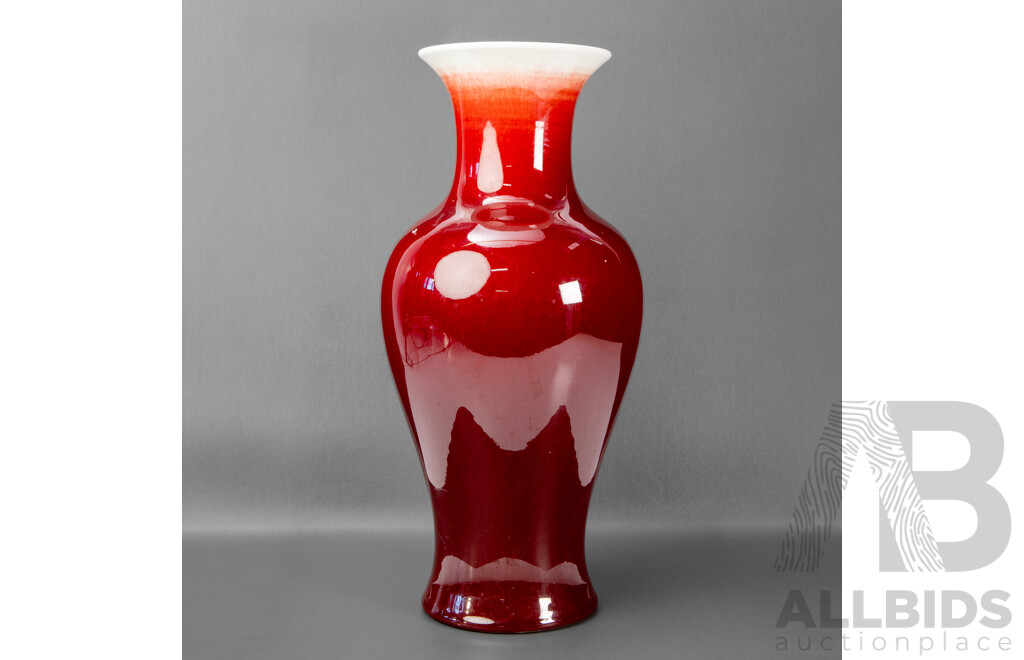 Large Chinese Ox Blood Red Ceramic Vase