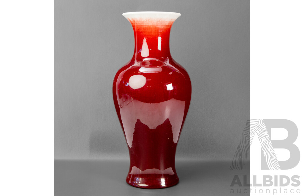 Large Chinese Ox Blood Red Ceramic Vase