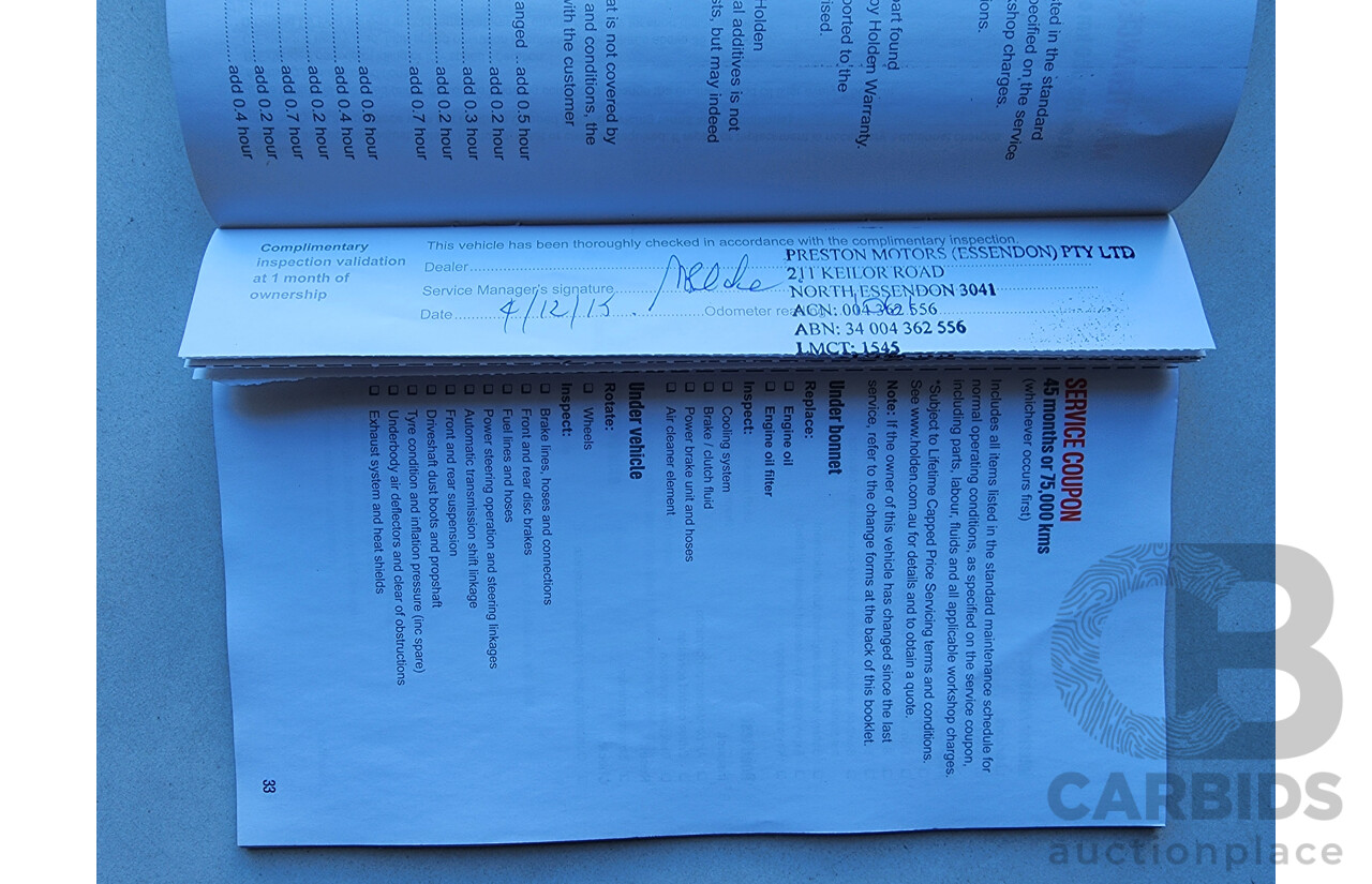 9/2015 Holden Commodore SV6 VF MY15 4d Sedan Green 3.6L