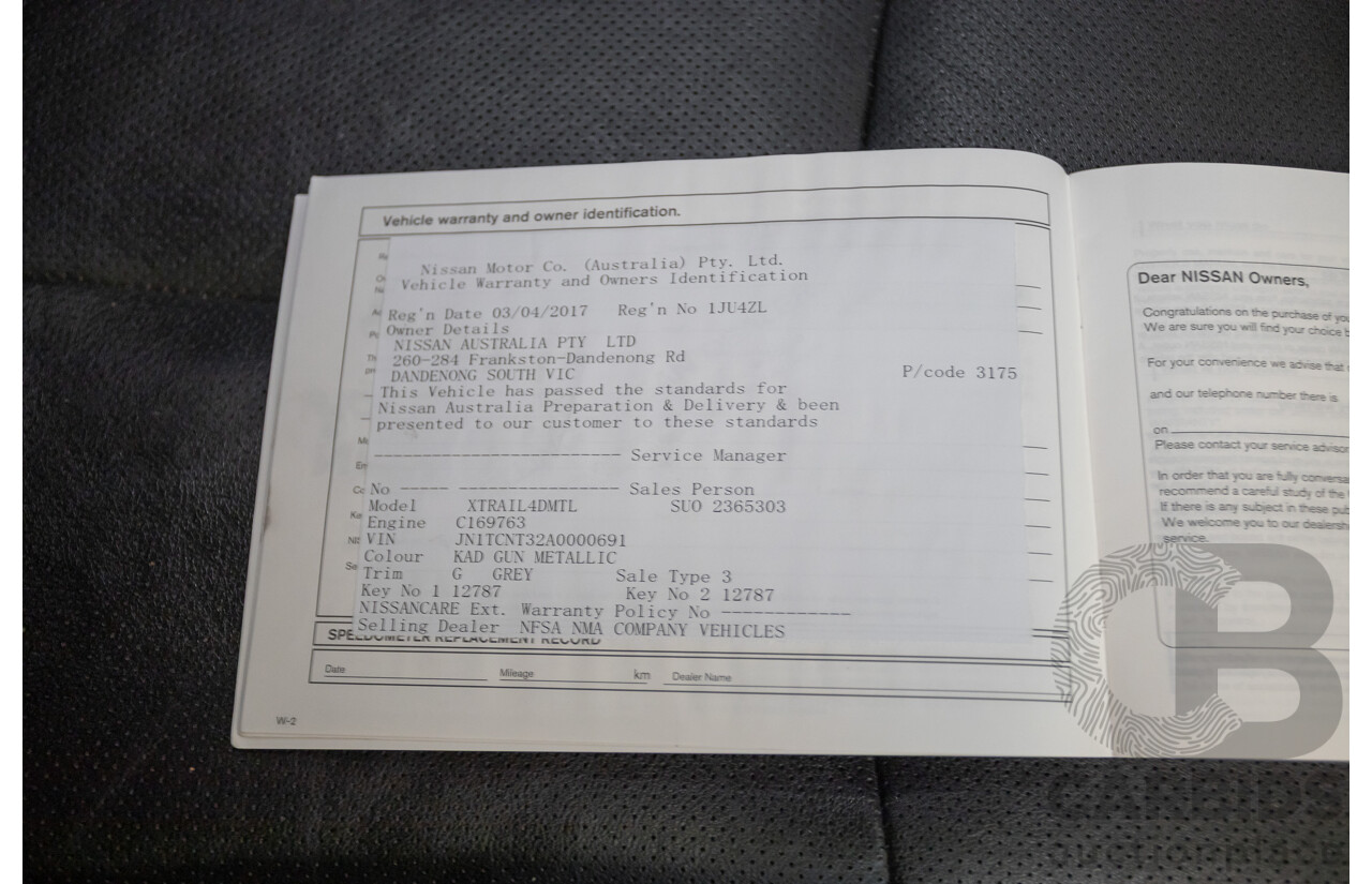 02/2017 Nissan X-Trail TL (4WD) T32 4D Wagon Gun Grey Turbo Diesel 1.6L