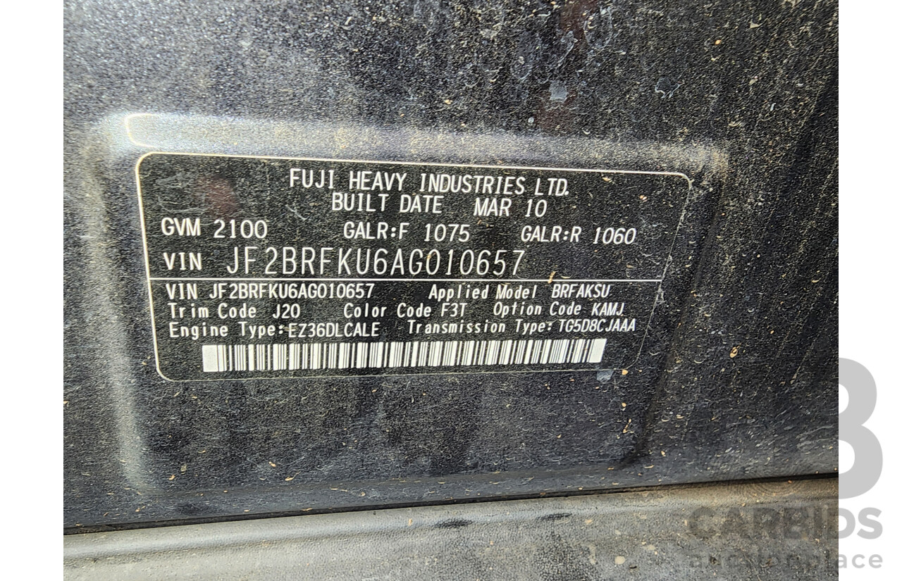 4/2010 Subaru Outback 3.6R MY10 4d Wagon Grey 3.6L