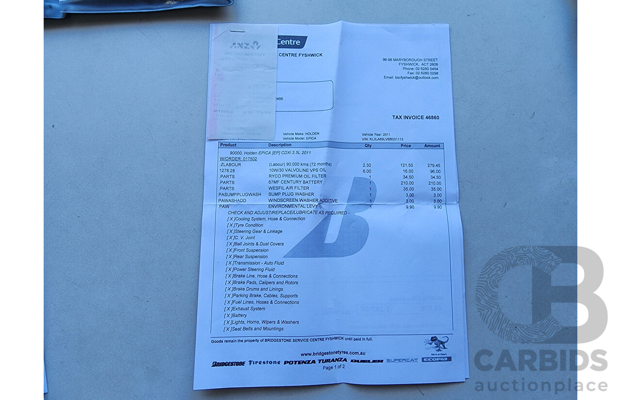 3/2011 Holden Epica CDXi EP MY11 4d Sedan Grey 2.5L