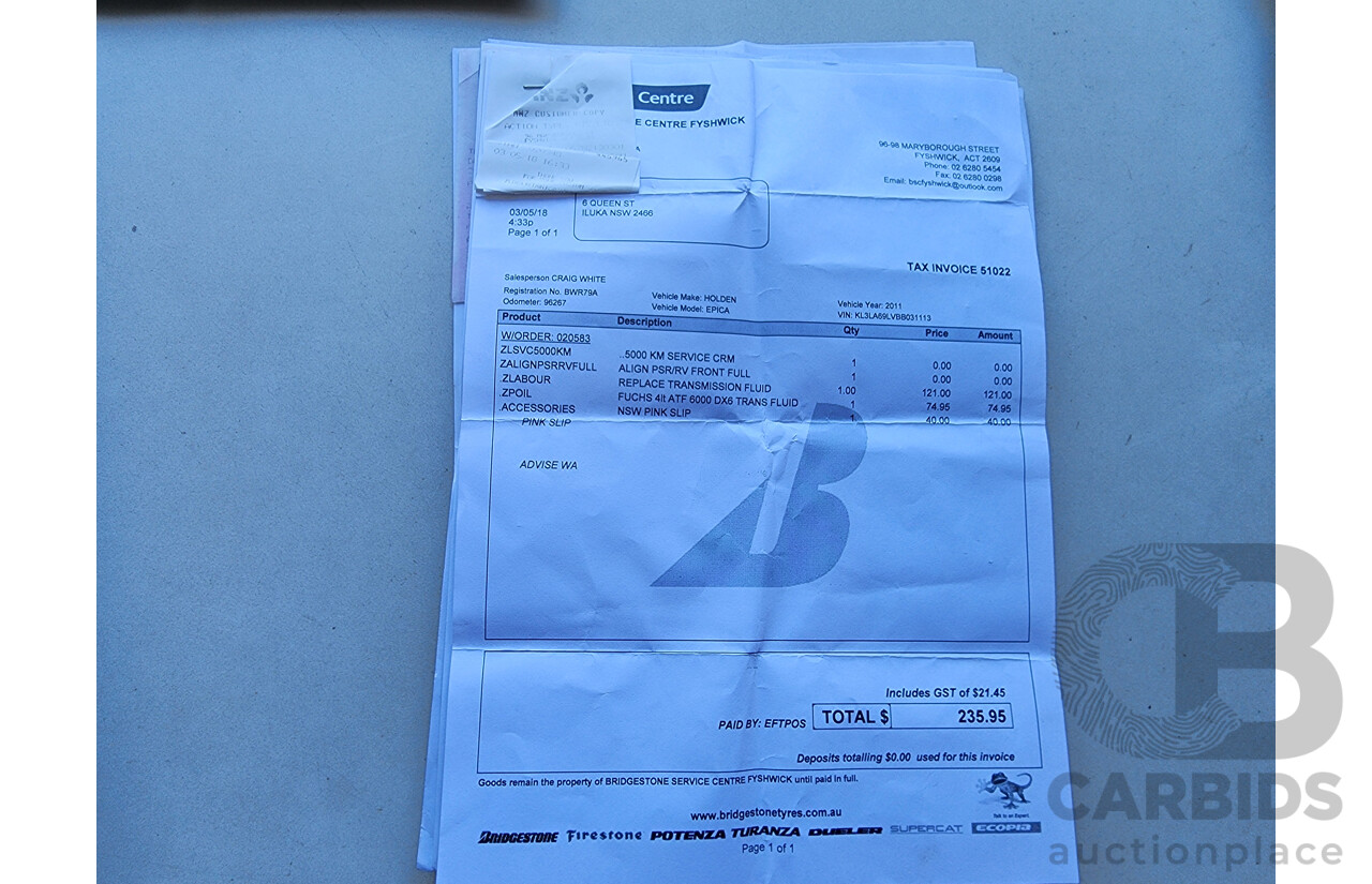 3/2011 Holden Epica CDXi EP MY11 4d Sedan Grey 2.5L