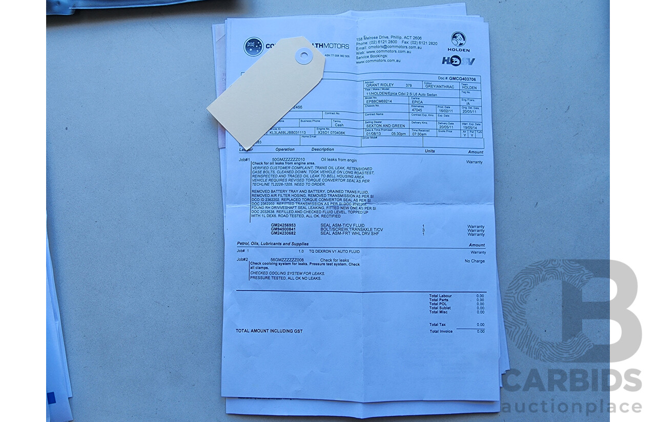 3/2011 Holden Epica CDXi EP MY11 4d Sedan Grey 2.5L