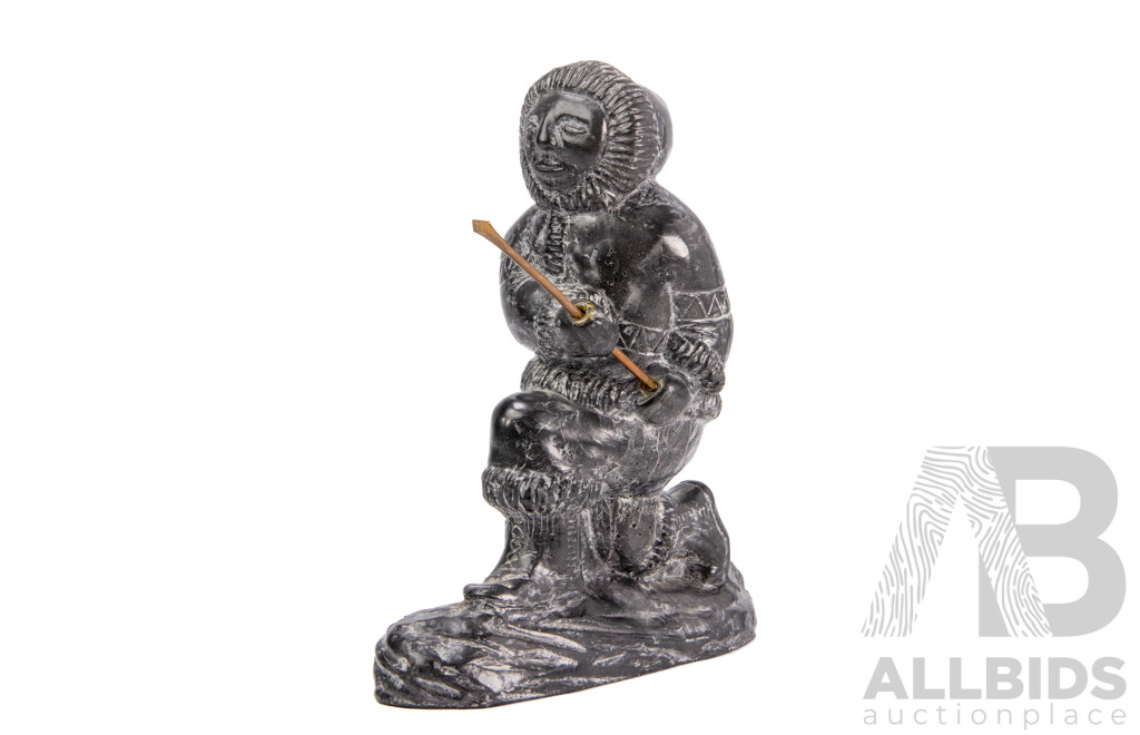 Hand Made Soapstone Inuit Carving Eskimo