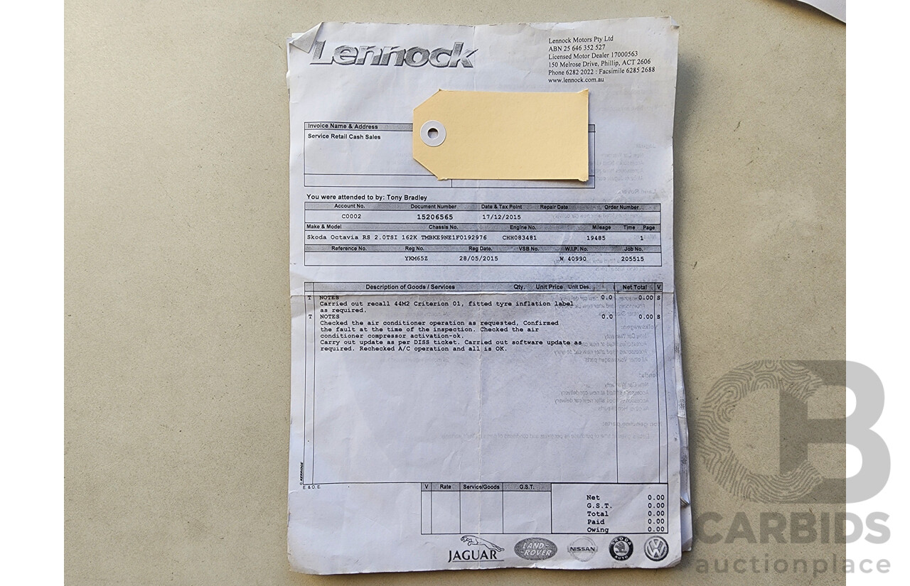 2/2015 Skoda Octavia RS 162 TSI NE MY15 4d Wagon Red 2.0L