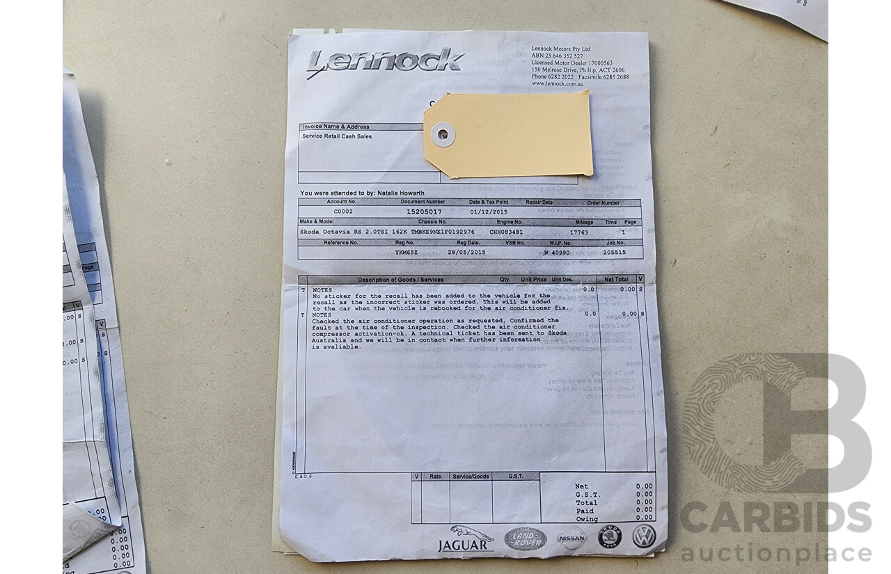 2/2015 Skoda Octavia RS 162 TSI NE MY15 4d Wagon Red 2.0L