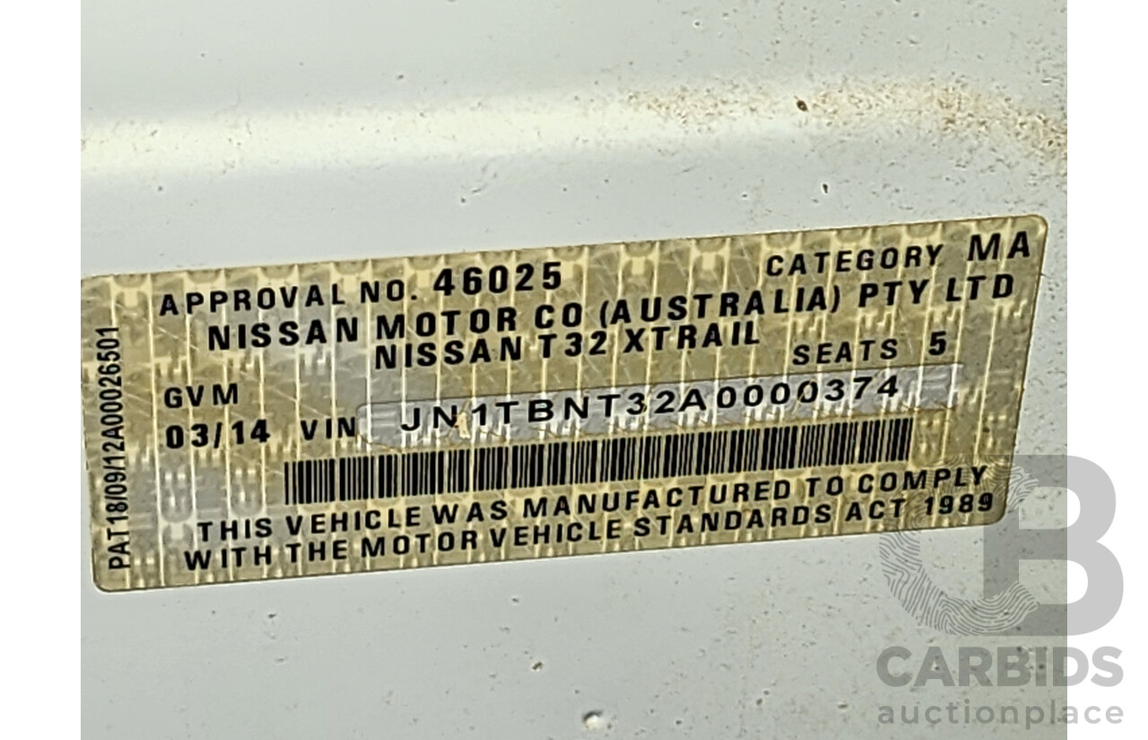 3/2014 Nissan X-Trail ST (4x4) T32 4d Wagon White 2.5L