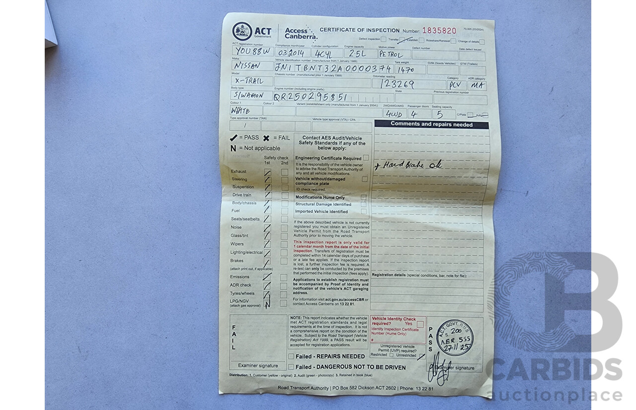 3/2014 Nissan X-Trail ST (4x4) T32 4d Wagon White 2.5L