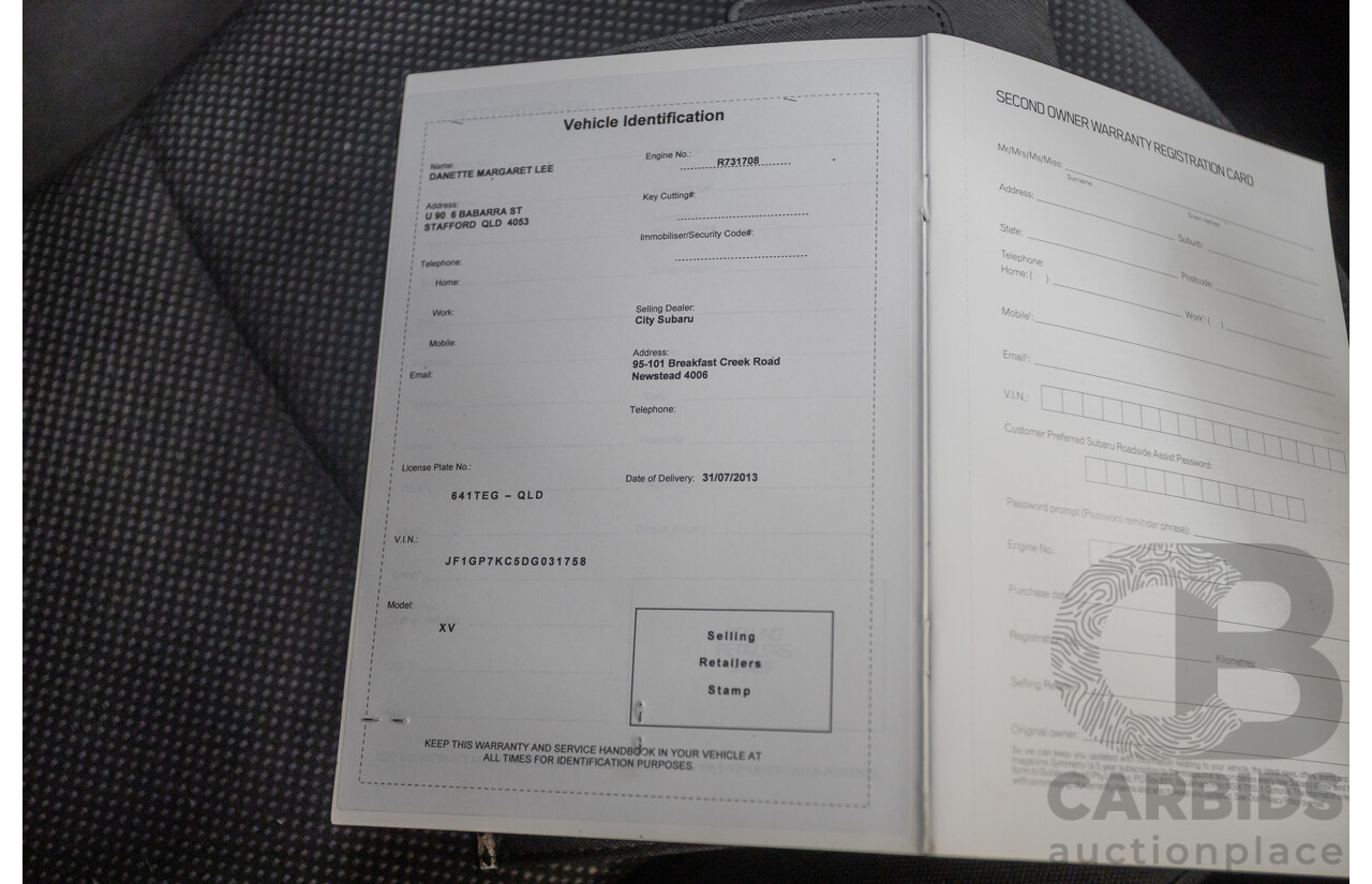 07/2013 Subaru XV 2.0i-L (AWD) MY13 4D Wagon White 2.0L