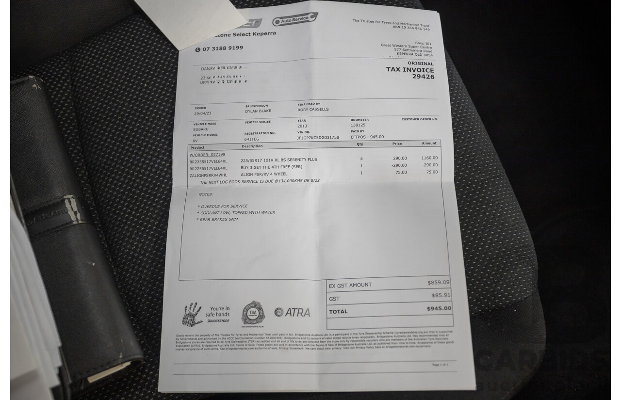 07/2013 Subaru XV 2.0i-L (AWD) MY13 4D Wagon White 2.0L