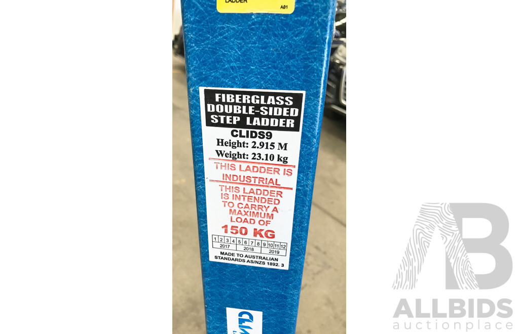 Climbrite (CLIDS9) 9 Step Fibreglass Double Sided Stepladder