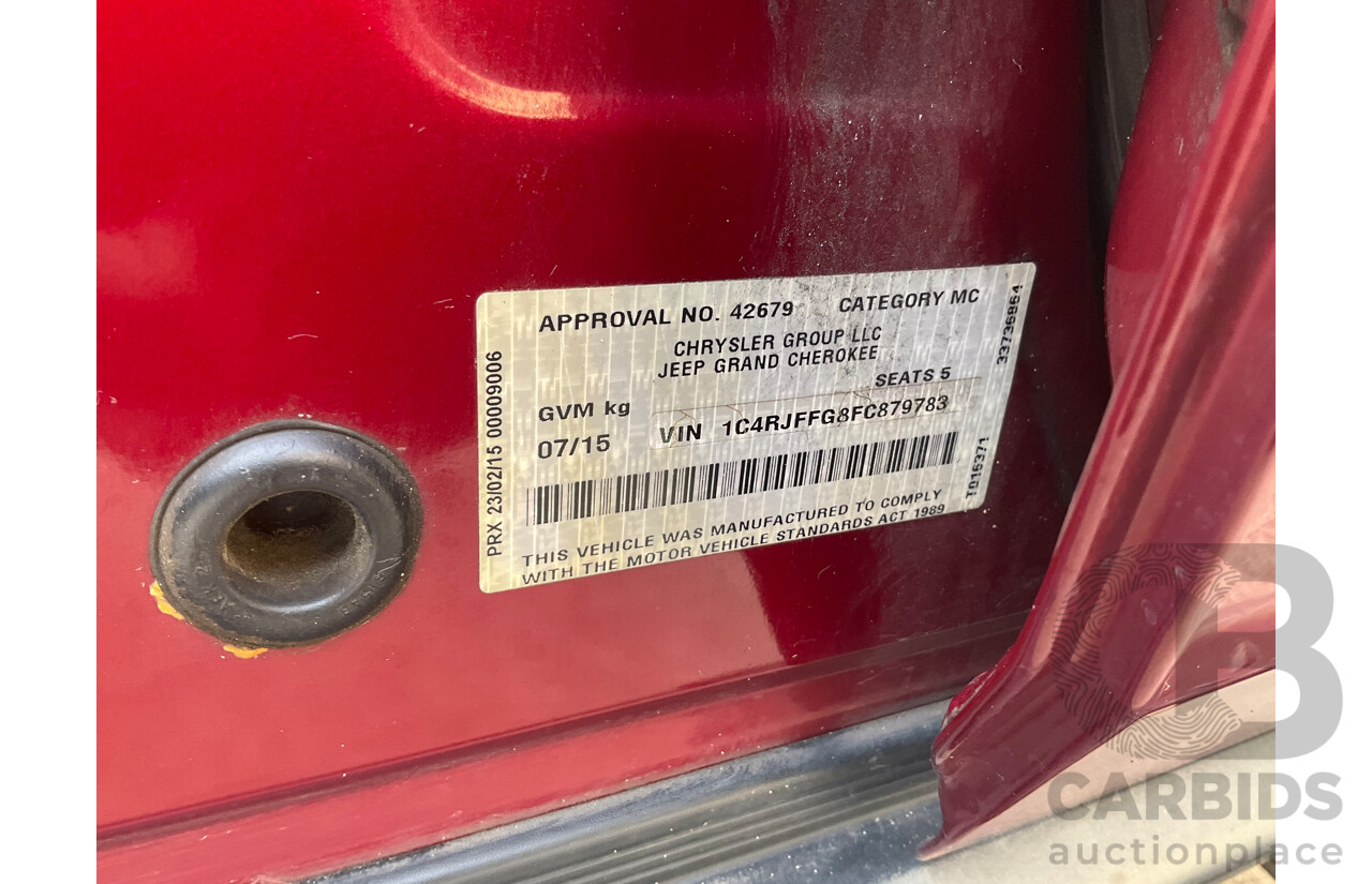 7/2015 Jeep Grand Cherokee Limited (4x4) WK MY15 4d Wagon Red 3.6L