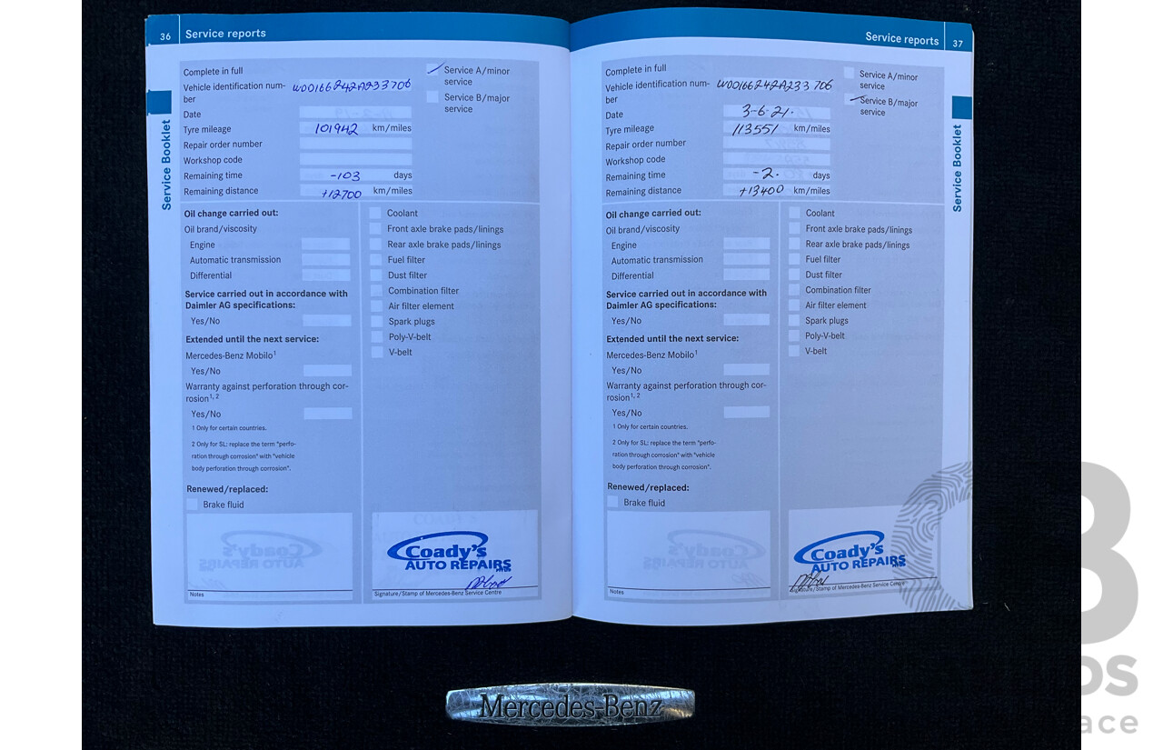 06/2013 Mercedes-Benz ML 350CDI Bluetec (4x4) AWD 166 4D Wagon Silver Turbo Diesel 3.0L